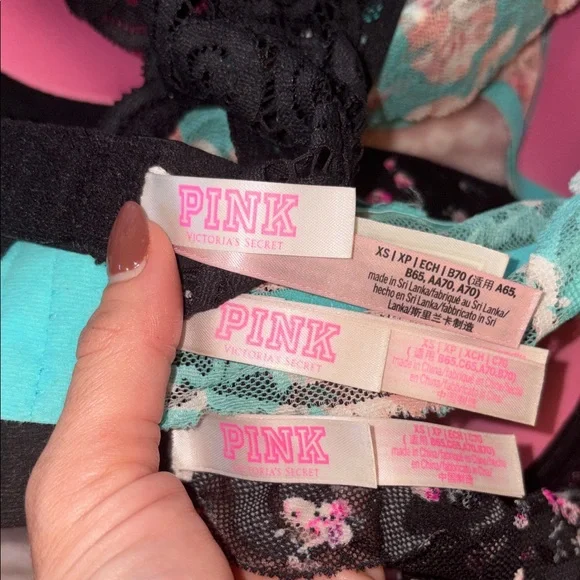 Victoria's Secret Floral and Lace Bra Set - Black, Teal, Black - Picture 10 of 10